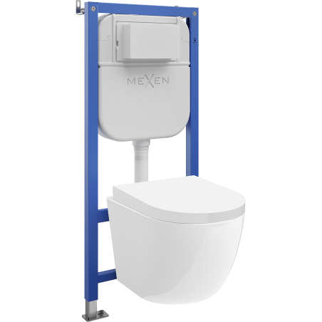Mexen Lena Unterputz-WC-Set mit pneumatischem Rahmen Tex Air E, WC-Schüssel und Softclose-Sitz, weiß - 610930220200A