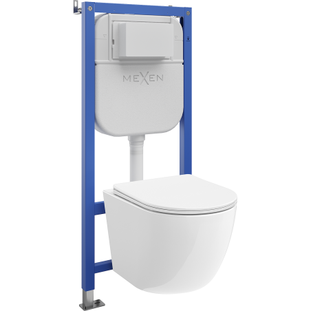 Mexen Lena Unterputz-WC-Set Rahmen Tex E mit WC-Schüssel Tornado und Soft-Close-Sitz, weiß - 610930220300T