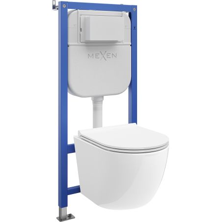 Mexen Lena Unterputz-WC-Set mit pneumatischer Tex Air E Tragwerk, WC-Tornado-Schüssel und Soft-Close-Sitz, weiß