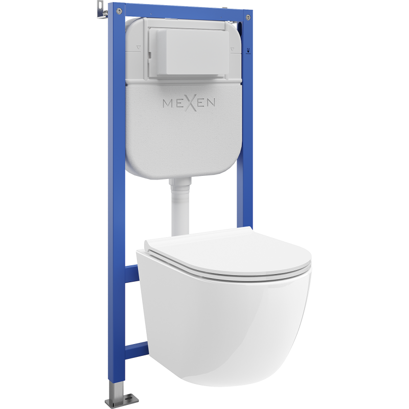 Mexen Lena WC-Unterputz-Set Tex Air E mit pneumatischem Gestell, WC-Schüssel und Soft-Close-Sitz, weiß - 610930220500A