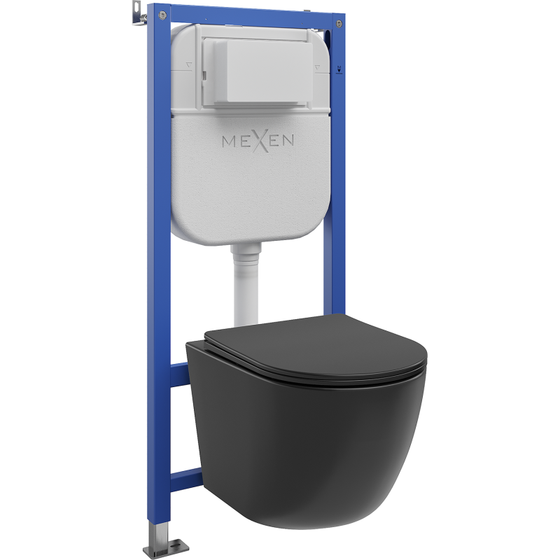 Mexen Lena Unterputz-WC-Set Tex Air E mit pneumatischem Rahmen, WC-Schüssel und Soft-Close-Sitz, matt schwarz - 610930221085A