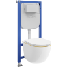 Mexen Lena Unterputz-WC-Set Tex Air E mit pneumatischer Betätigung, WC-Schüssel und Soft-Close-Sitz, weiß/gold