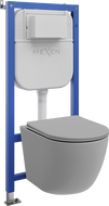 Mexen Lena Unterputz-WC-Set Tex E mit Rahmen, WC-Schüssel und Absenkautomatik, hellgrau matt - 610930224061