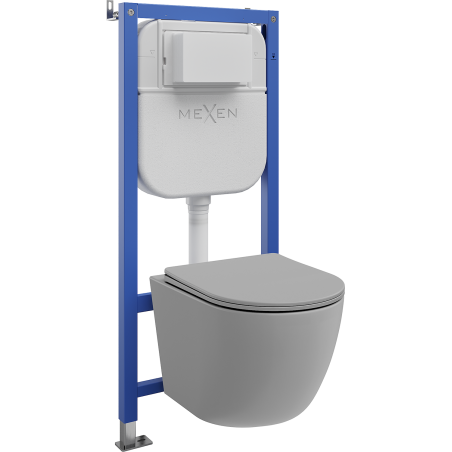 Mexen Lena Unterputz-WC-Set mit pneumatischem Gestell Tex Air E, WC-Schüssel und Soft-Close-Sitz, hellgrau matt - 610930224061A