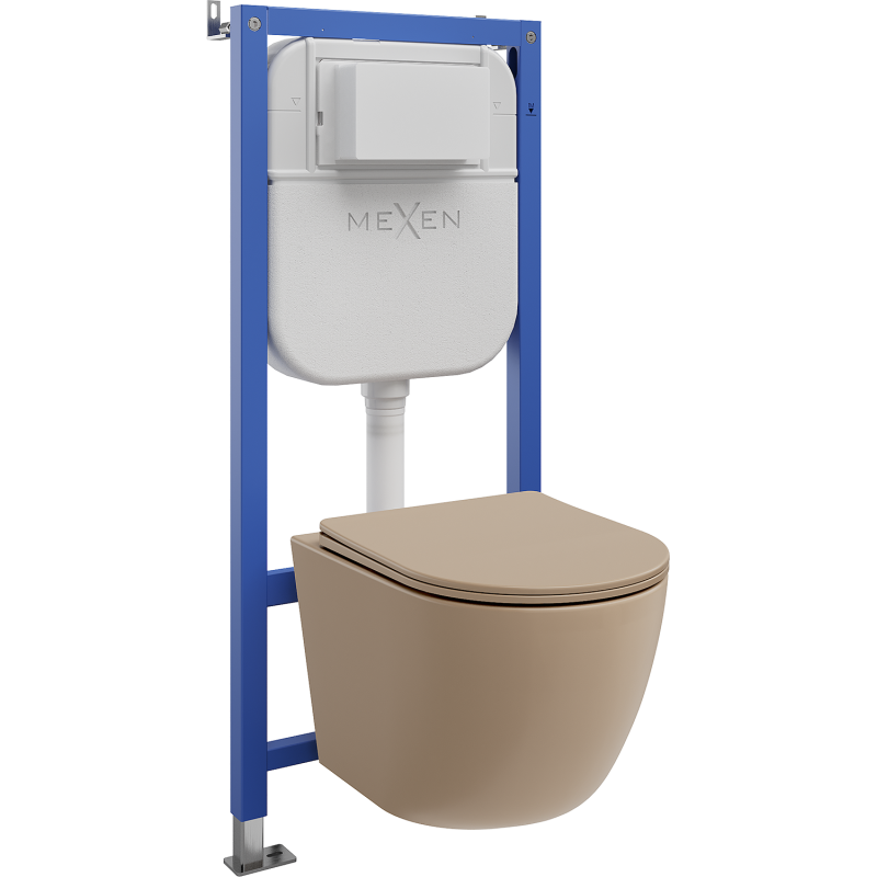 Mexen Lena Unterputz-WC-Set pneumatischer Rahmen Tex Air E mit WC-Schüssel und Soft-Close-Sitz, Cappuccino matt - 610930224064A