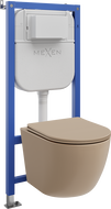 Mexen Lena Unterputz-WC-Set pneumatischer Rahmen Tex Air E mit WC-Schüssel und Soft-Close-Sitz, Cappuccino matt - 610930224064A
