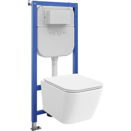 Mexen Madox Unterputz-WC-Set Rahmen Tex E mit WC-Schüssel und Soft-Close-Sitz, weiß - 610930154000
