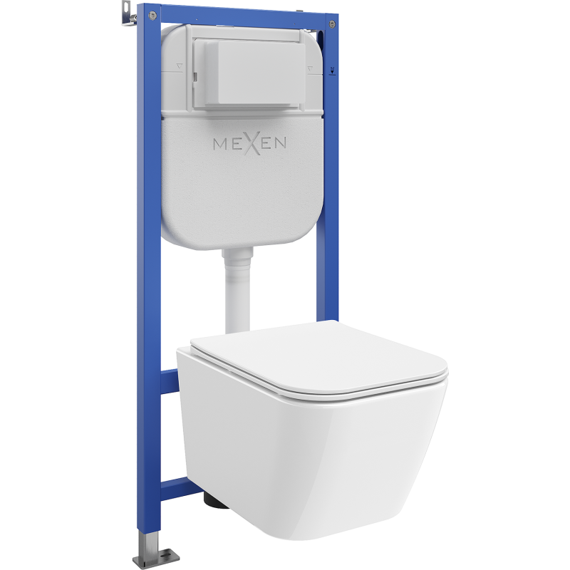Mexen Madox WC-Unterputz-Set Tex Air E pneumatischer Rahmen mit WC-Schüssel und Soft-Close-Sitz, weiß - 610930154000A