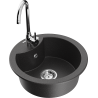 Mexen Diego 1-Becken Granitspüle mit Küchenarmatur Telma, schwarz gesprenkelt - 6512-76-670200-00
