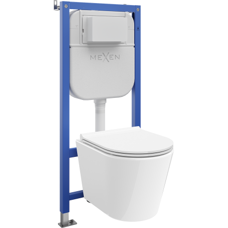 Mexen Rico Unterputz-WC-Set mit pneumatischem Tex Air E Gestell, WC-Schüssel und Softclose-Sitz, weiß - 610930720500A