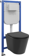 Mexen Rico Unterputz-WC-Set mit Tex E Gestell, WC-Schüssel und langsam schließendem Sitz, Schwarz matt - 610930721085