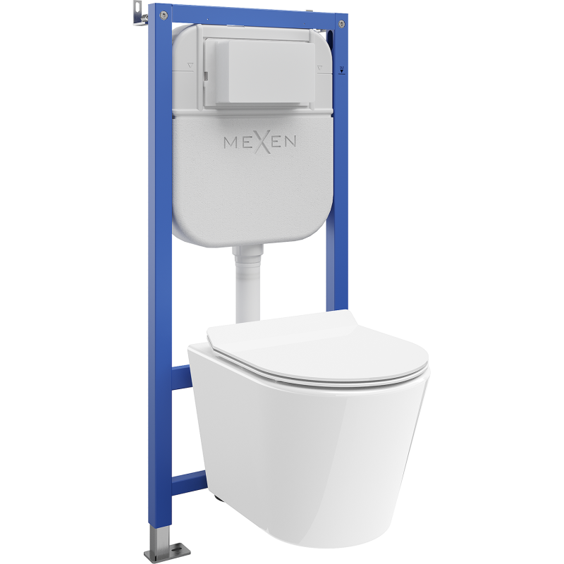 Mexen Rico Unterputz-WC-Set mit pneumatischem Tex Air E Rahmen, WC-Schüssel Tornado und Absenkautomatik, weiß - 610930724000TA