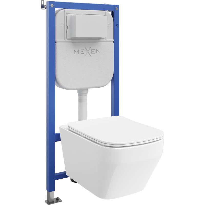 Mexen Riva Unterputz-WC-Set Rahmen Tex E mit WC-Schüssel Tornado und Soft-Close-Sitz, weiß - 610930630200T