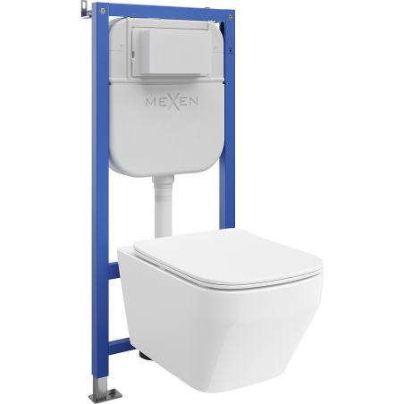 Mexen Riva Unterputz-WC-Set Rahmen Tex E mit WC-Schüssel Tornado und Soft-Close-Sitz, weiß - 610930630200T