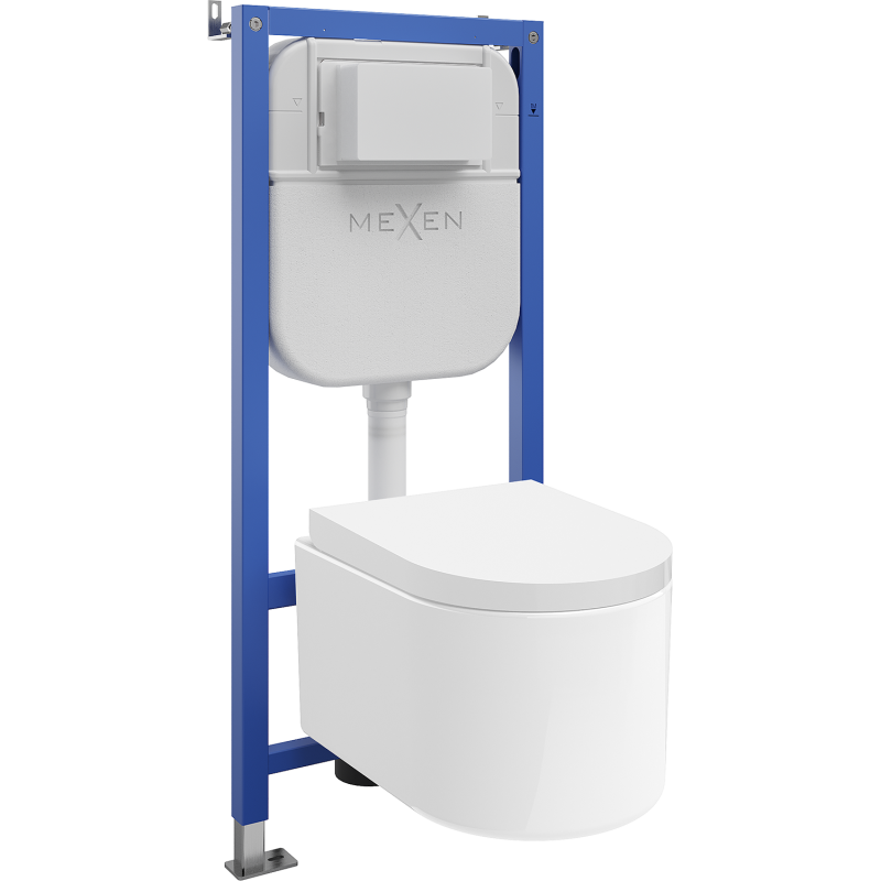 Mexen Sofia Unterputz-WC-Set mit pneumatischem Tex Air E Gestell, Tornado WC-Schüssel und Softclose-Sitz, weiß