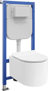 Mexen Sofia Unterputz-WC-Set mit pneumatischem Tex Air E Gestell, WC-Schüssel Tornado und Soft-Close-Sitz, weiß