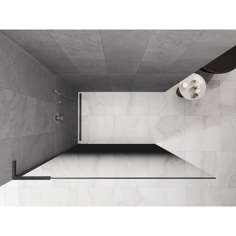 Mexen Kioto L Duschwand Walk-in 90 x 200 cm, Ombre Schwarz 8 mm, Gebürstet Gun Gray - 800-090-103-66-76