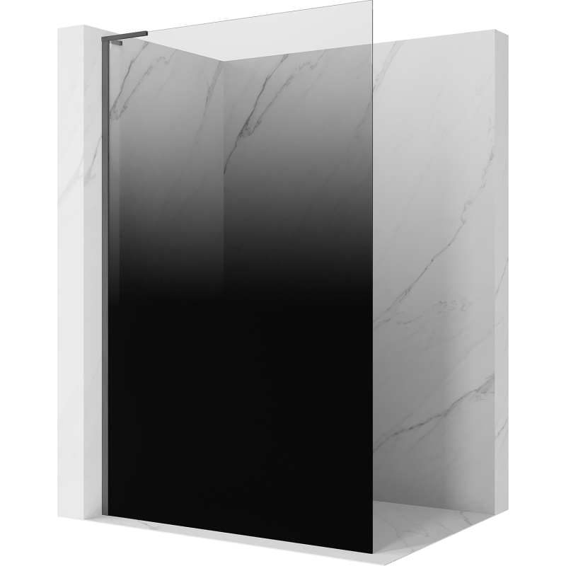Mexen Kioto L Duschwand Walk-in 100 x 200 cm, Ombre Schwarz 8 mm, Gun Gray Gebürstet - 800-100-103-66-76