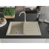 Mexen Bruno Granitspüle 1-Becken mit Abtropffläche und Küchenarmatur Telma, beige - 6513-69-670200-69