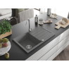 Mexen Bruno granitspüle 1-becken mit abtropffläche und küchenarmatur Telma, grau - 6513-71-670200-00