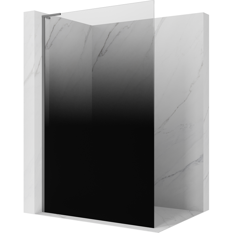 Mexen Kioto L Duschwand Walk-in 100 x 200 cm, Ombre Schwarz 8 mm, Gun Metal - 800-100-103-95-76