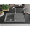 Mexen Bruno granitspüle 1-becken mit abtropffläche und küchenarmatur Telma, grau - 6513-71-670200-00