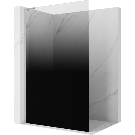 Mexen Kioto L Duschrückwand Walk-in 70 x 200 cm, schwarzer Ombre 8 mm, gebürsteter Nickel - 800-070-103-97-76