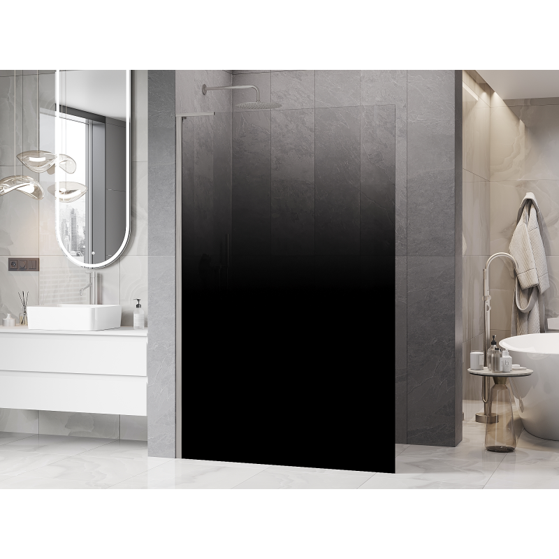 Mexen Kioto L Duschrückwand Walk-in 70 x 200 cm, schwarzer Ombre 8 mm, gebürsteter Nickel - 800-070-103-97-76