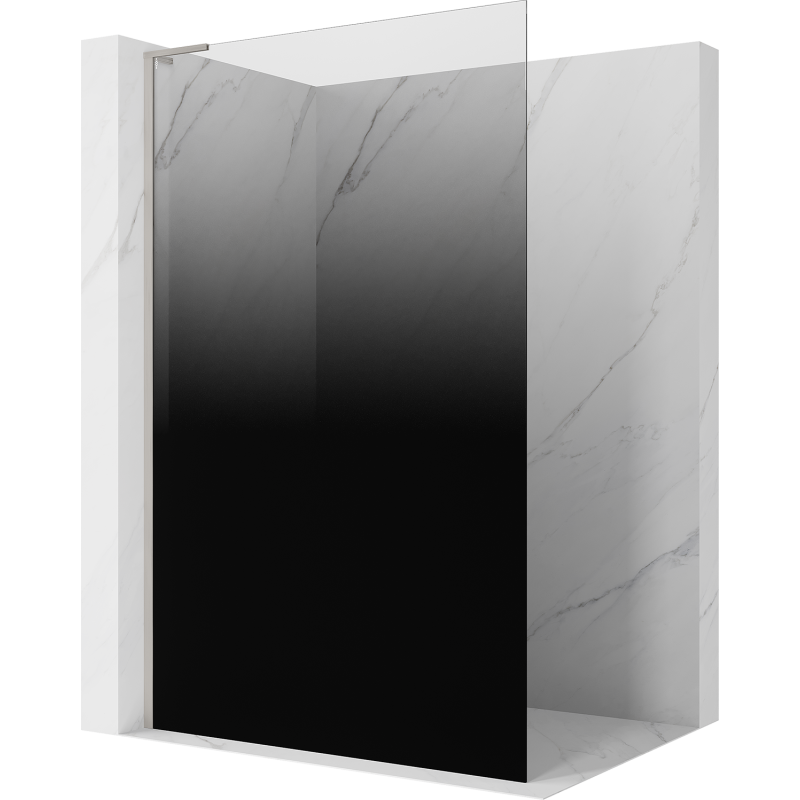 Mexen Kioto L Duschwand Walk-in 100 x 200 cm, ombre schwarz 8 mm, gebürsteter Nickel - 800-100-103-97-76