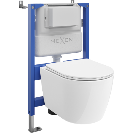 Mexen Carmen Unterputz-WC-Set pneumatischer Rahmen Tex Air XS-F mit Tornado-WC-Schale und softschließendem Sitz, weiß