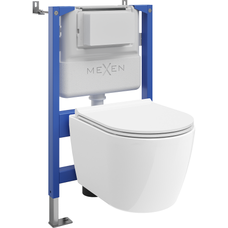 Mexen Carmen Unterputz-WC-Set mit pneumatischem Gestell Tex Air XS-F mit WC-Schüssel und Softclose-Sitz, weiß - 610830880500A