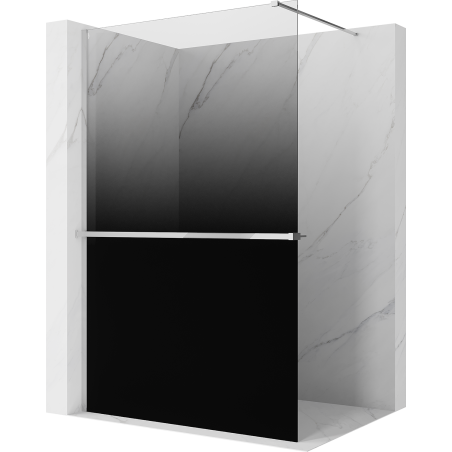 Mexen Kioto+ Duschwand mit Ablage Walk-in 90 x 200 cm, Ombre Schwarz 8 mm, Chrom - 800-090-121-01-76