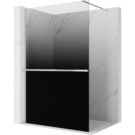 Mexen Kioto+ Duschwand mit Ablage Walk-in 100 x 200 cm, Ombre Schwarz 8 mm, Chrom - 800-100-121-01-76