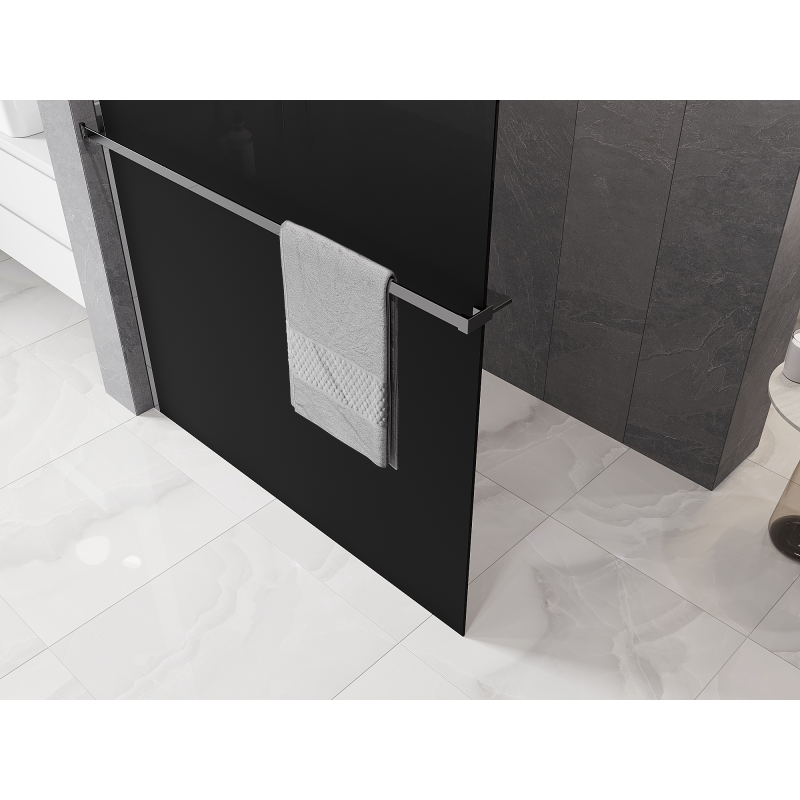 Mexen Kioto+ Duschwand mit Regal Walk-in 120 x 200 cm, Ombre schwarz 8 mm, Chrom - 800-120-121-01-76