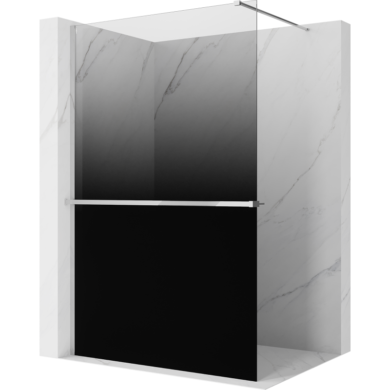 Mexen Kioto+ Duschwand mit Ablage Walk-in 130 x 200 cm, schwarze Ombre 8 mm, Chrom - 800-130-121-01-76