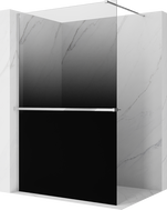 Mexen Kioto+ Duschwand mit Ablage Walk-in 150 x 200 cm, Ombre Schwarz 8 mm, Chrom - 800-150-121-01-76