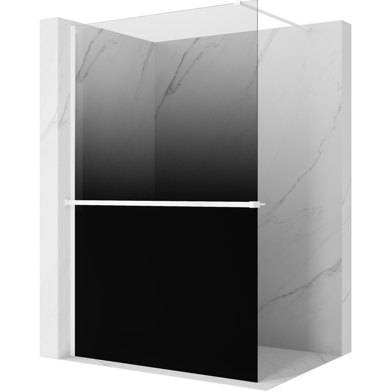 Mexen Kioto+ Duschwand mit Regal Walk-in 100 x 200 cm, ombre schwarz 8 mm, weiß - 800-100-121-20-76