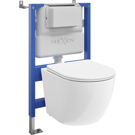 Mexen Lena Unterputz-WC-Set pneumatischer Rahmen Tex Air XS-F mit WC Schüssel Tornado und Absenkautomatik, weiß