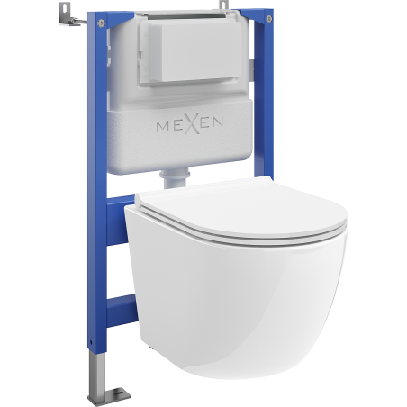 Mexen Lena Unterputz-WC-Set pneumatischer Rahmen Tex Air XS-F mit WC-Müsli Tornado und Absenkautomatik, weiß - 610830220500TA