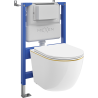Mexen Lena Unterputz-WC-Set pneumatisches Gestell Tex Air XS-F mit WC-Schüssel und Soft-Close-Sitz, weiß/gold - 610830224005A