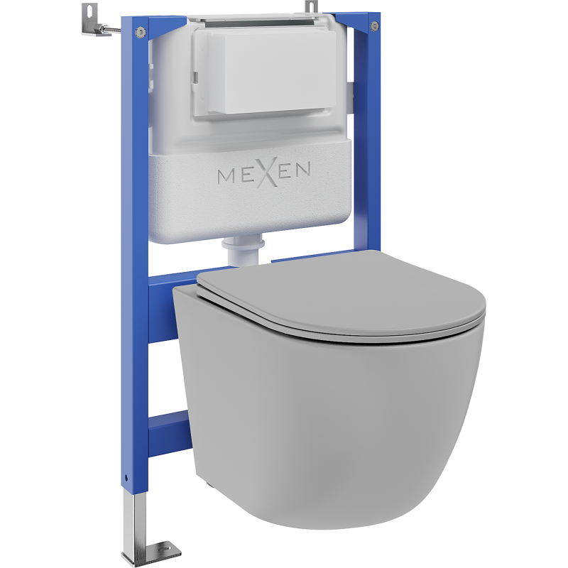 Mexen Lena Unterputz-WC-Set pneumatische Rahmen Tex Air XS-F mit WC-Schüssel und Softclose-Sitz, hellgrau matt - 610830224061A