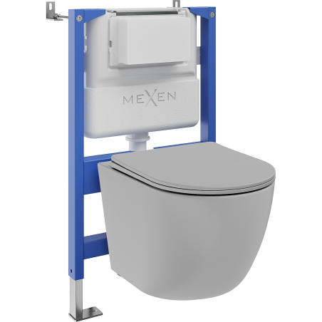 Mexen Lena Unterputz-WC-Set pneumatische Rahmen Tex Air XS-F mit WC-Schüssel und Softclose-Sitz, hellgrau matt - 610830224061A