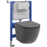 Mexen Lena Unterputz-WC-Set pneumatischer Tex Air XS-F Rahmen mit WC-Schüssel und Soft-Close-Sitz, dunkelgrau matt