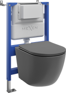 Mexen Lena Unterputz-WC-Set pneumatischer Tex Air XS-F Rahmen mit WC-Schüssel und Soft-Close-Sitz, dunkelgrau matt