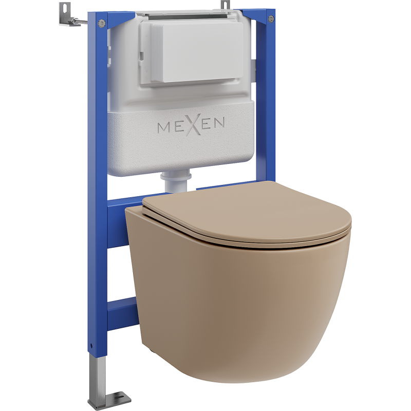 Mexen Lena Unterputz-WC-Set Pneumatischer Rahmen Tex Air XS-F mit WC-Schüssel und Soft-Close-Sitz, Cappuccino-Matt