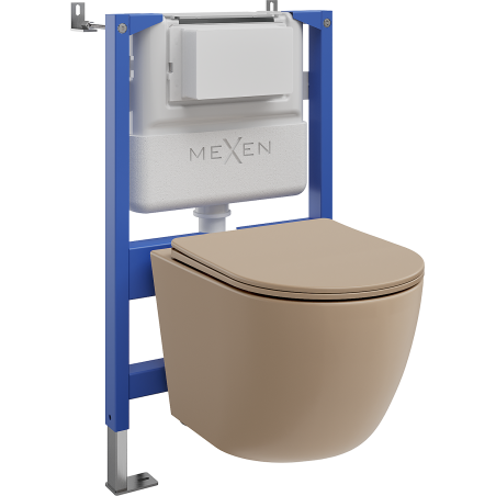Mexen Lena Unterputz-WC-Set Pneumatischer Rahmen Tex Air XS-F mit WC-Schüssel und Soft-Close-Sitz, Cappuccino-Matt
