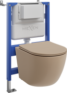 Mexen Lena Unterputz-WC-Set Pneumatischer Rahmen Tex Air XS-F mit WC-Schüssel und Soft-Close-Sitz, Cappuccino-Matt