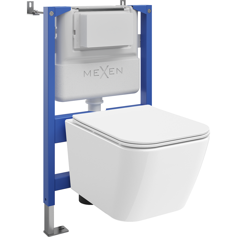 Mexen Madox Unterputz-WC-Set mit pneumatischem Tex Air XS-F Gestell, WC-Schüssel und Absenkautomatik, weiß - 610830154000A