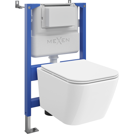 Mexen Madox Unterputz-WC-Set mit pneumatischem Tex Air XS-F Gestell, WC-Schüssel und Absenkautomatik, weiß - 610830154000A