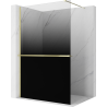 Mexen Kioto+ Duschwand mit Regal Walk-in 80 x 200 cm, Ombre Schwarz 8 mm, Gold - 800-080-121-50-76